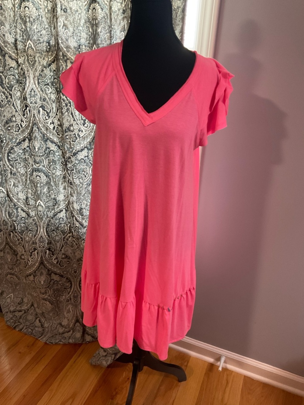 Lisa Todd Hot Pink V-Neck Ruffle Sleeve Top